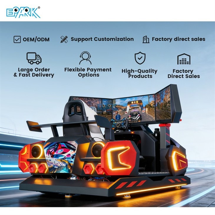 Triple-Screen 6-DOF Arcade Car Racing Game Machine factory